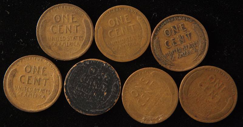 GROUP OF 7 WHEAT CENTS 1910 11 14, 15D, 16 & 17