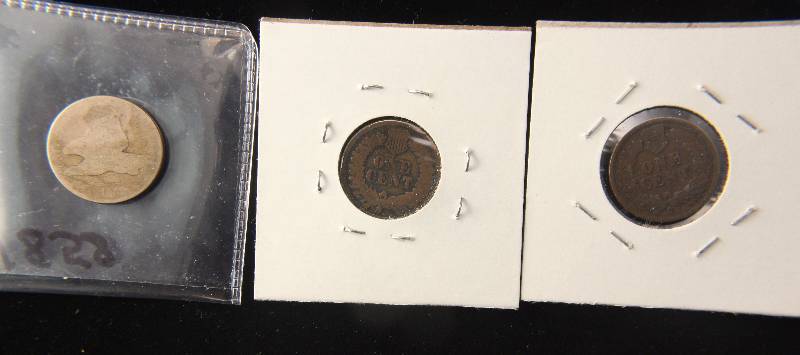 GROUP OF 3 SMALL CENTS 1858 FLYING EAGLE & 2 INDIAN HEADS