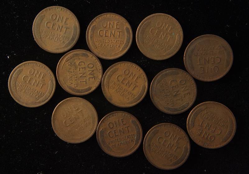 GROUP OF 12 WHEAT CENTS 1917 PDS, 18 PDS, 19 PDS & 20 PDS