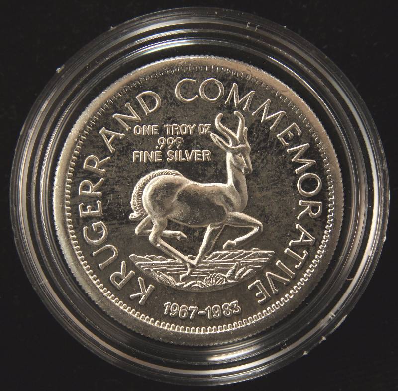1 TROY OZ. .999 FINE SILVER KRUGERRAND COMMEMORATIVE IN AIRTITE HOLDER