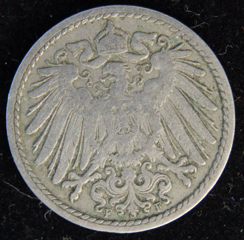 1900 DUETSCHES REICH 5 PFENNIG & EAGLE REVERSE FINE