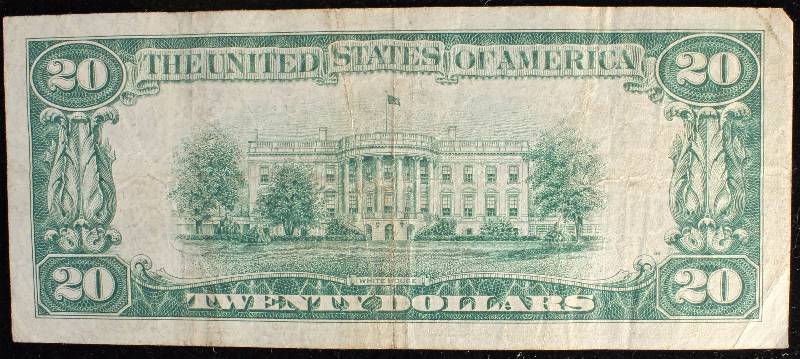 1928 $20 FEDERAL RESERVE REDEEMABLE IN GOLD NOTE VF