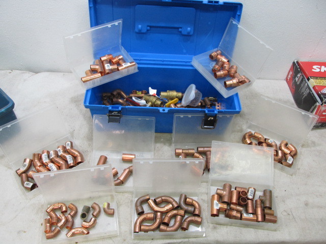 lot 25 image: Large Group of Copper Fittings Adapters Couplers etc.