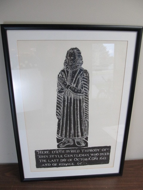 lot 59 image: 1975 Framed Print of 17th Century Grave Image