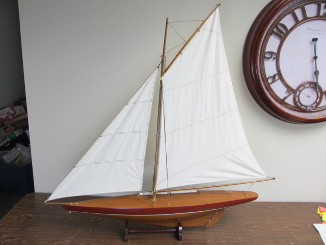 lot 66 image: Authentic Models LARGE Wooden Yacht