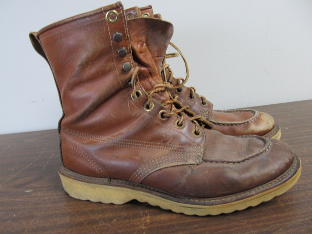 lot 70 image: Vintage Red Leather Work Boots - Size 10