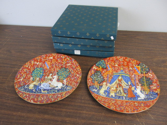 lot 103 image: Set of 6 High End Haviland Limoges La Dame A La Licorne Plates