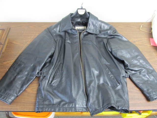 lot 110 image: M. Julian Mens Black Leather Jacket - Large