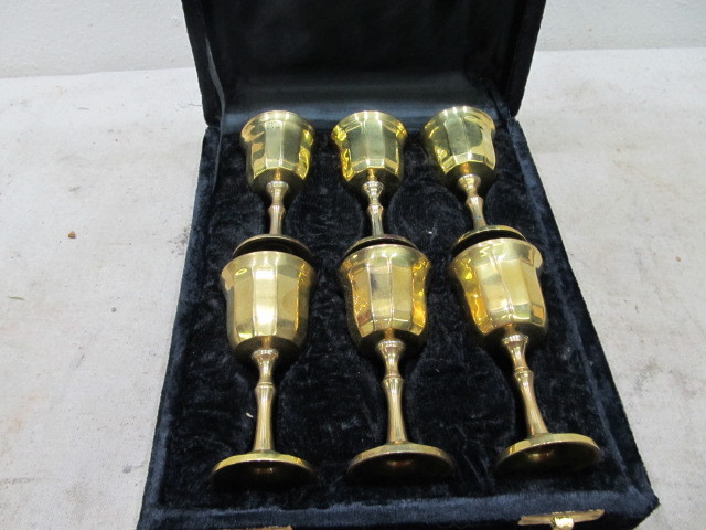 lot 134 image: Set of 6 Solid Brass Small Goblets
