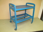 lot 19 image: Blue Painted Wood Rolling TableCart