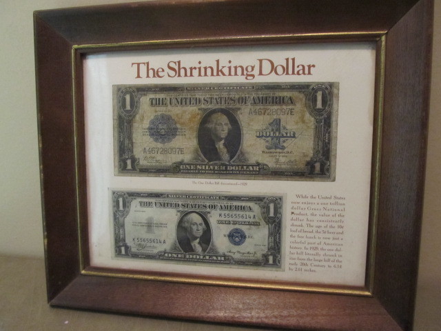 lot 24 image: SHRINKING DOLLAR Display & Franklin Mint Coin