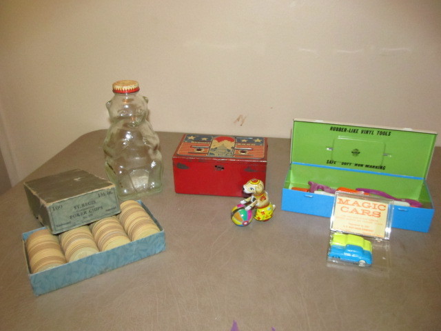 lot 30 image: Lot of Vintage Toys Banks Poker Chips