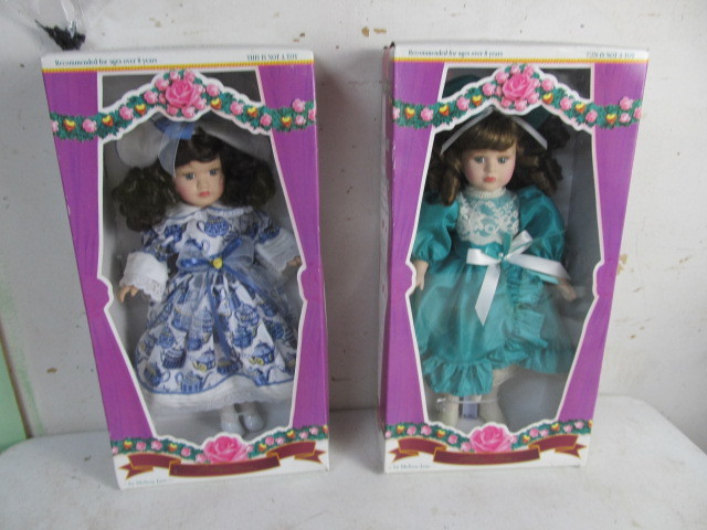 lot 76 image: 2 Large NIB Porcelain Dolls