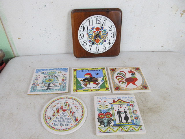 lot 120 image: Vintage Swedish Tiles & Clock