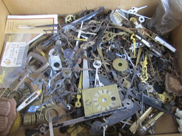 lot 130 image: HUGE Lot of Vintage Clock Hands Gears Parts etc.