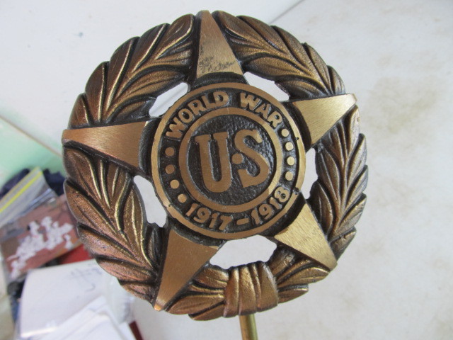 lot 121 image: Vintage WW1 Brass Grave Memorial Marker