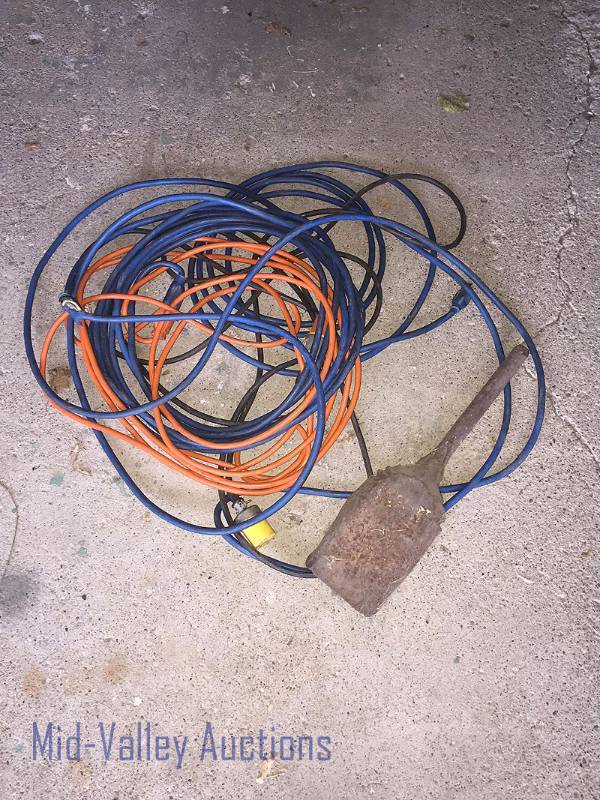 Extension cords, small shovel