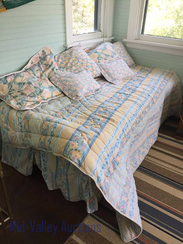 Twin bed with bedding