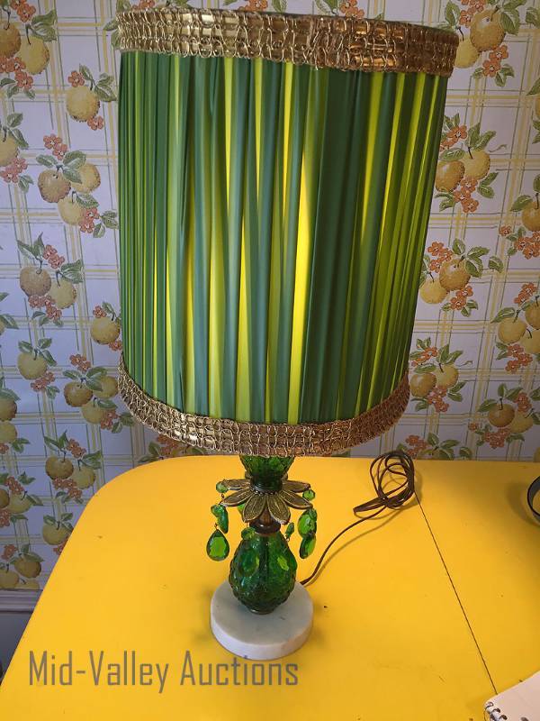 Green glass table lamp