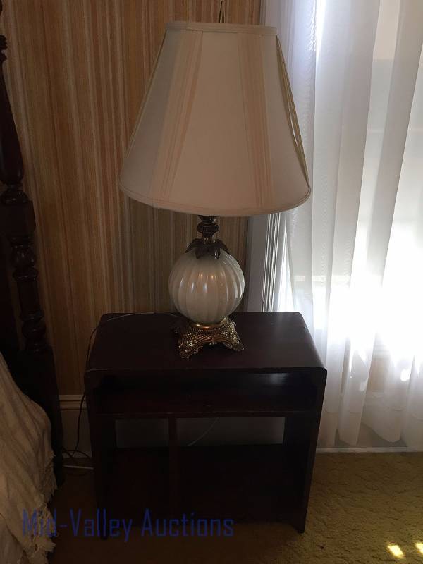 Bedside table and lamp