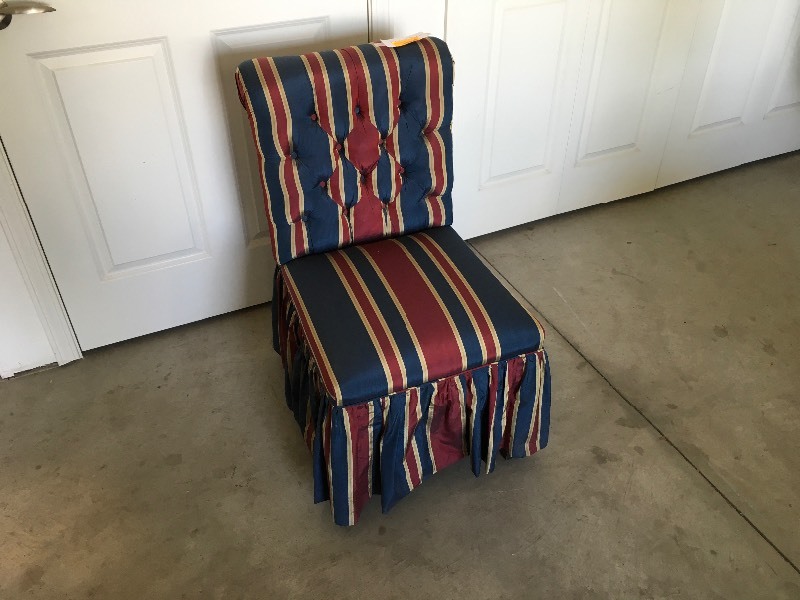 lot 11 image: UPHOLSTERED STRIPE CHAIR