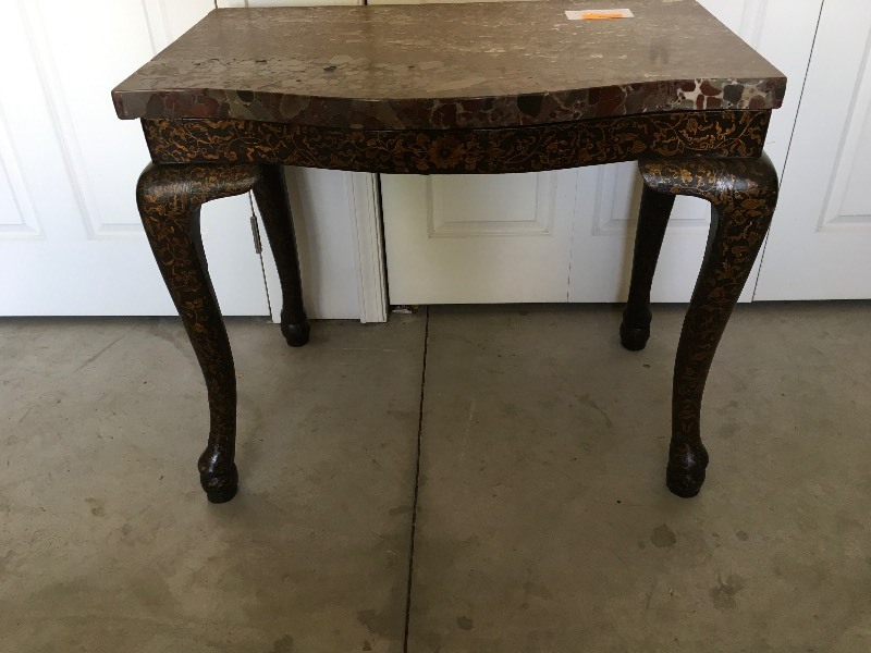 lot 19 image: ANTIQUE MARBLE TOPPED CONSOLE  SIDE TABLE