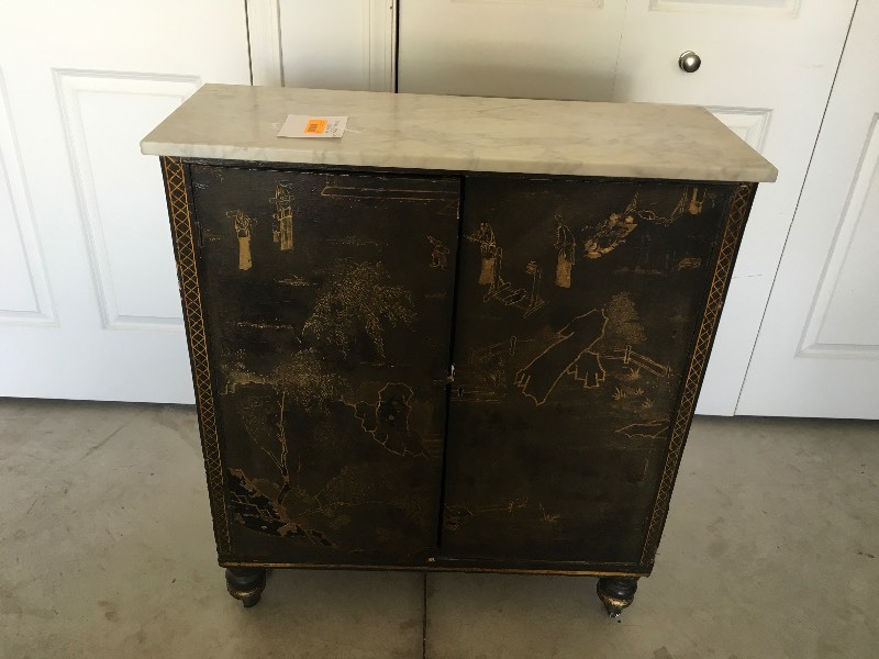 lot 20 image: ANTIQUE CHEST WITH MARBLE TOP