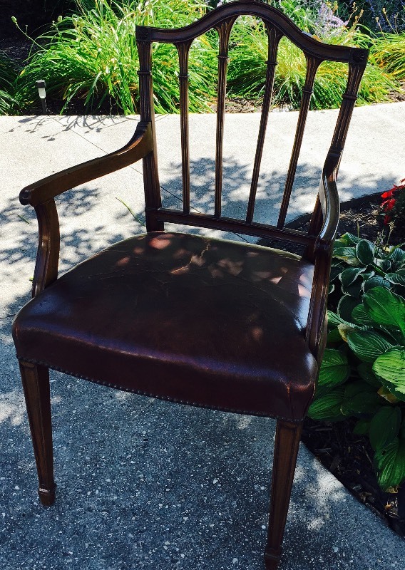 lot 30 image: WOODEN CHAIR WITH UPHOLSTERED SEAT