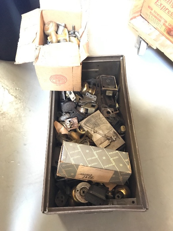 BOX OF MISC. LOCK AND DOOR HARDWARE
