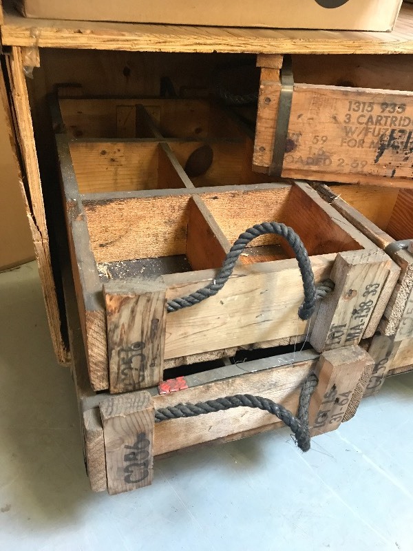 7 WOODEN MORTAR BOXES