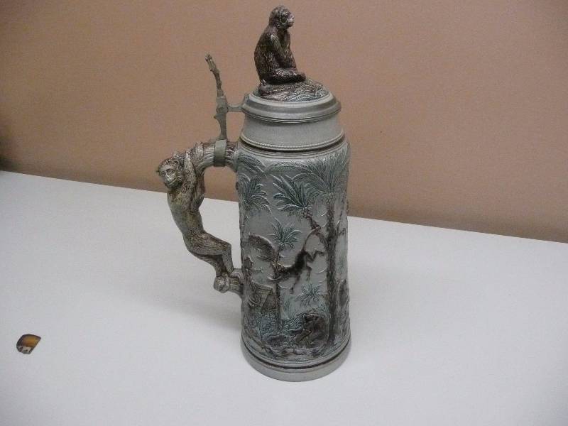 lot 2 image: RARE  UNIQUE - 83 of 111 - Pre WW1 - 2L Stein - Very, Very Cool - Excellent Condition - See Pictures