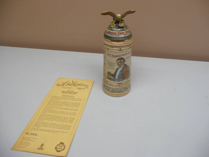 lot 6 image: Awesome Stein With Certificate - D.G. Yuengling & Son Americas Oldest Brewery  - Eagle - See Pictures