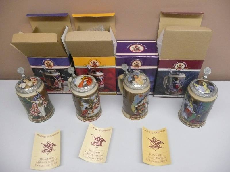 lot 14 image: Archives Series Budweiser Steins Set of 4 - NEW - SEE PICTURES