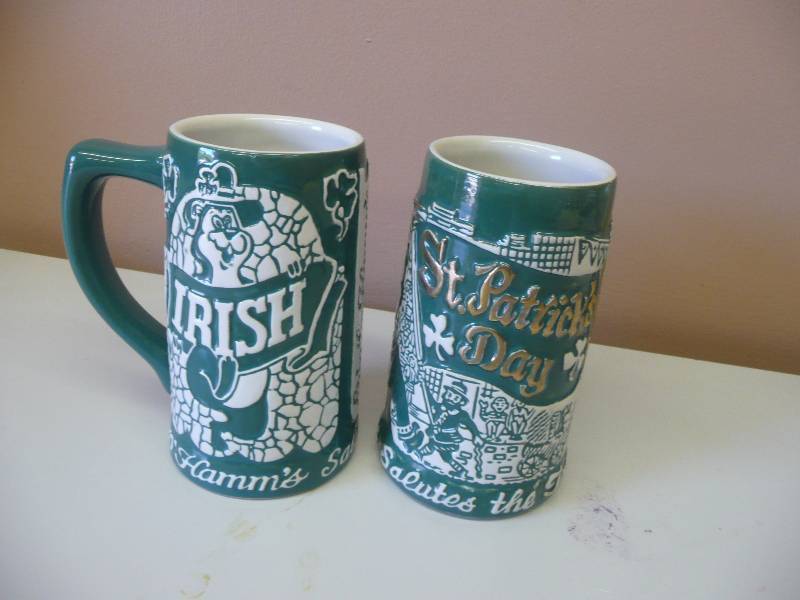 lot 42 image: 2 VINTAGE IRISH HAMMS BEER STEINS - GREAT CONDITION SEE PICTURES
