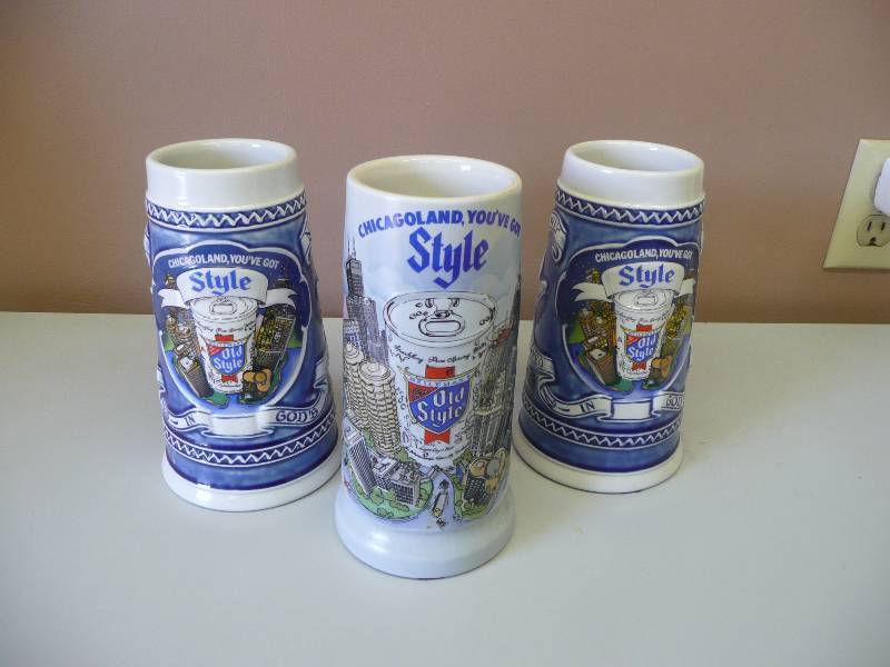 lot 47 image: CHICAGOLAND - OLD STYLE BEER STEINS COLLECTION - GREAT CONDITION - SEE PICTURES