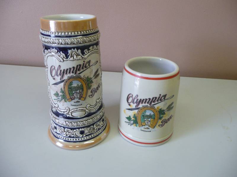 lot 54 image: VINTAGE OLYMPIA BEER STEIN & MUG - GREAT CONDITION - SEE PICTURES