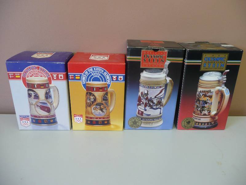 lot 62 image: BUDWEISER 1988 OLYMPIC COLLECTION - NEW IN BOX - 2 SEOUL SUMMER - 2 CALGARY WINTER - GREAT COLLECTION