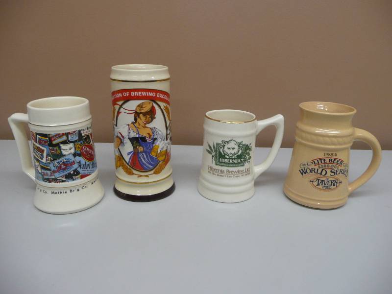 lot 90 image: VINTAGE & RARE STEINMUGS SCHOENS, HIBERNIA, BLATZ, & LITE COLLECTION - VERY GOOD CONDITION SEE PICTURES