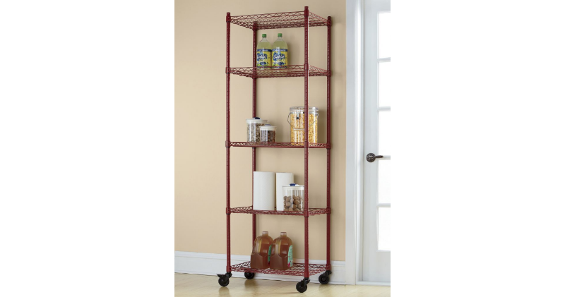 lot 10 image: 5-Shelf Metal Rolling Tower open bo...