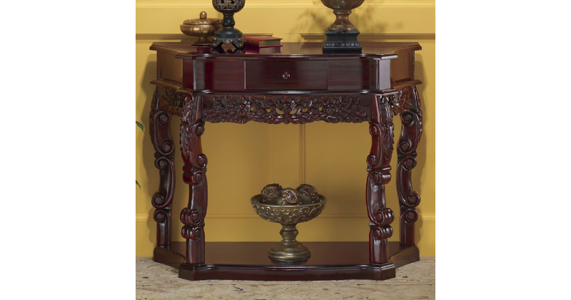 lot 71 image: Carved Curved Console Table open bo...