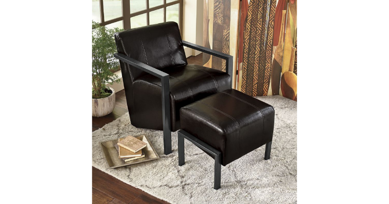 lot 89 image: Padded Arm Chair with Ottoman open ...