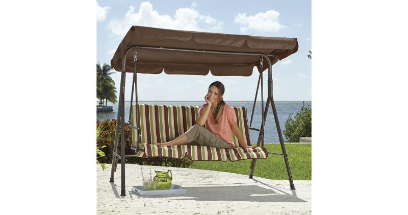 lot 109 image: Striped Lawn Swing  open box Retail...