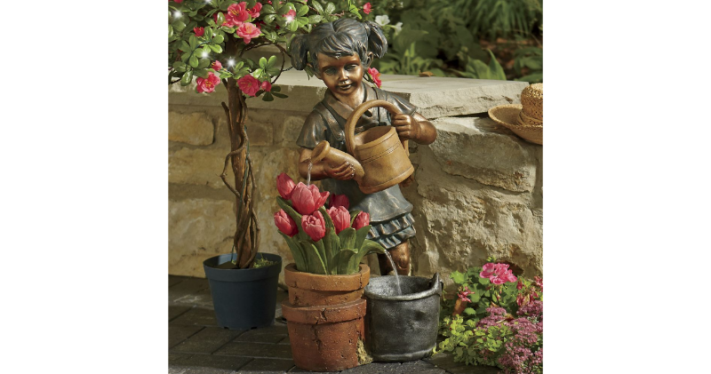 lot 118 image: Girl Watering Tulips Fountain, open...