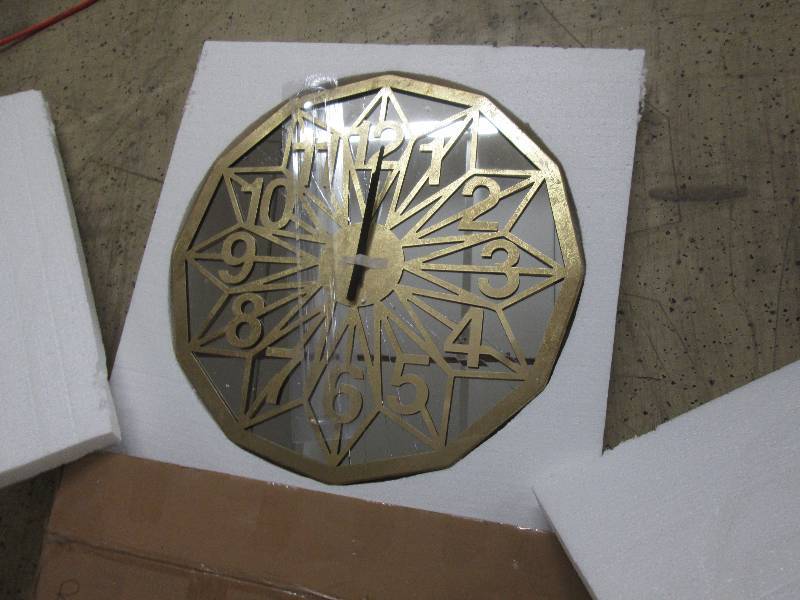 lot 20 image: Gold Geometric Clock open box, brok...