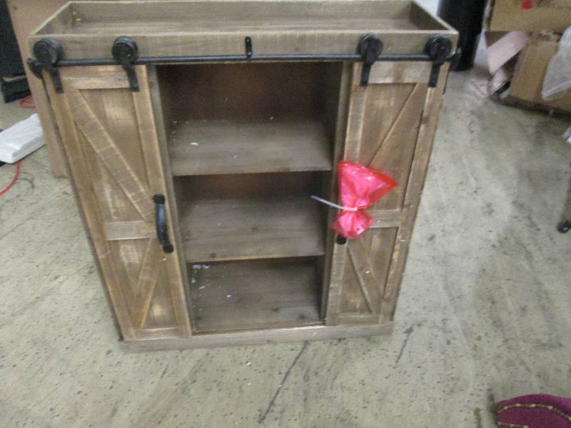 lot 26 image: Barn Door Cabinet open box, slight ...