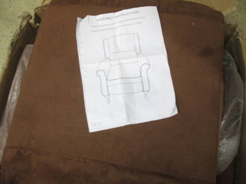 lot 30 image: Microfiber Wingback Recliner open b...