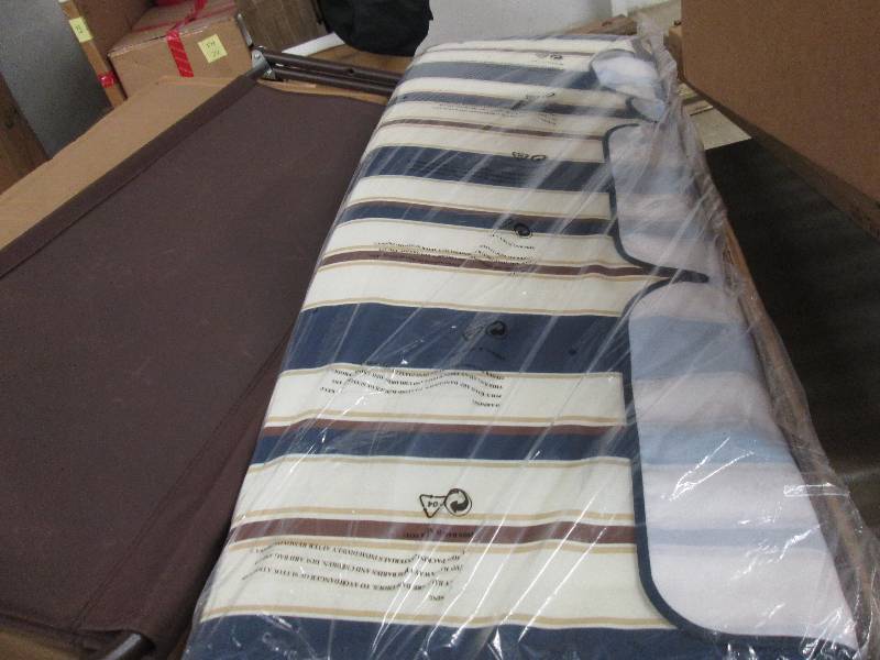 lot 35 image: Striped Lawn Swing similar to stock...