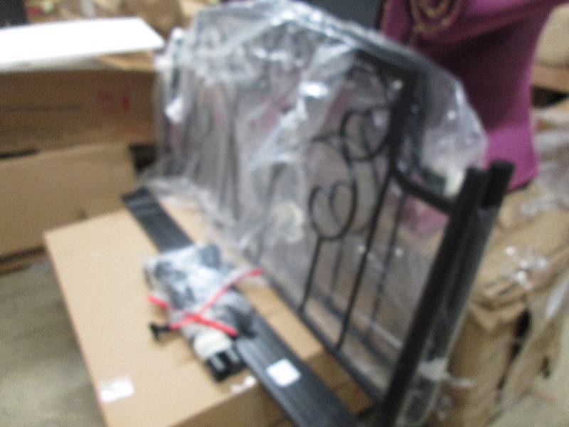lot 63 image: Black Metal Scroll Bed Full open bo...