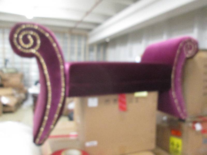 lot 143 image: Velour Nailhead Bench...