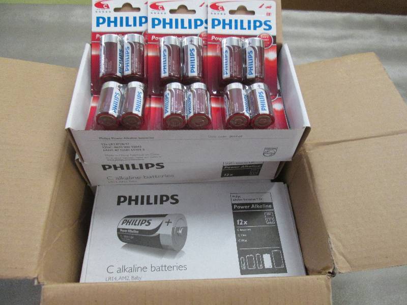 lot 140 image: Case of 48 2-pks Philips C Alkaline...